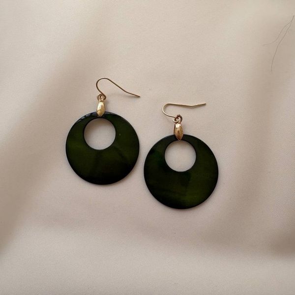 گوشواره حلقه‌ای سنگی مدل Jade Harmony هارمونی یشمی