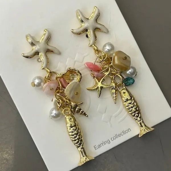 گوشواره ساحلی صدف و ماهی