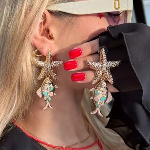 گوشواره ساحلی ماهی و ستاره دریایی