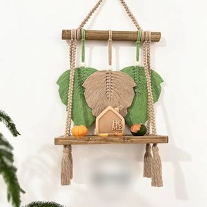 شلف چوبی برگ مکرومه بافی +گیفت سوپرایزی