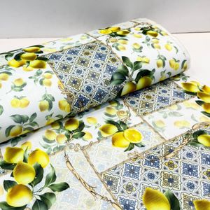 پارچه رومیزی نانو طرح لیمو ابی