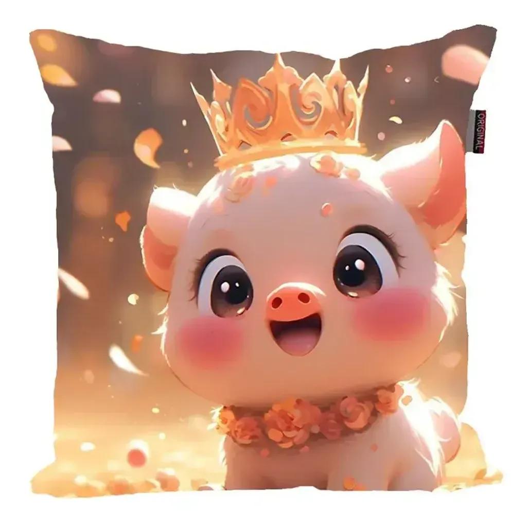 خرید اینترنتی قیمت کوسن کودک مدل خوک ابعاد 30x30 سانتیمتر با رویه مخمل و قابلیت شستشو