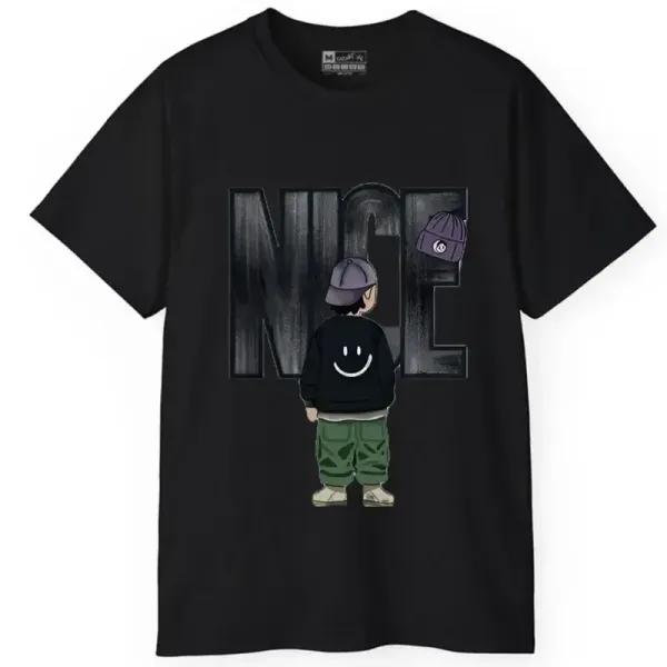 تیشرت آستین کوتاه مردانه مدل کلمه انگلیسی پسر رنگ مشکی سایز M L XL XXL