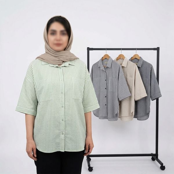 شومیز زنانه راه راه نگینی کد 11545