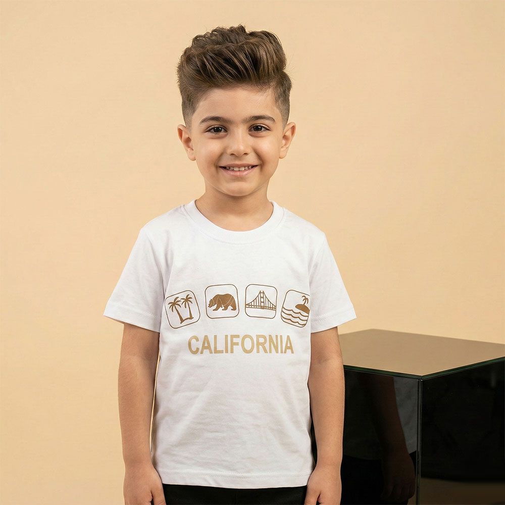 خرید اینترنتی قیمت تیشرت سفید پسرانه کالیفورنیا کد 11198