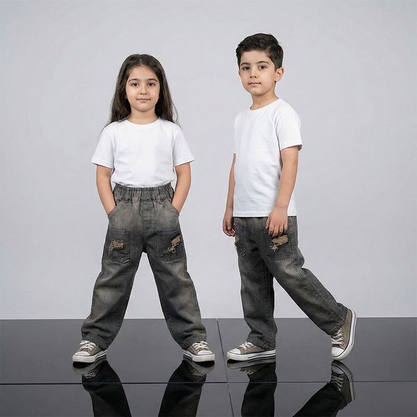 شلوار جین بگ زاپدار 2 تا 7 سال کد 11218