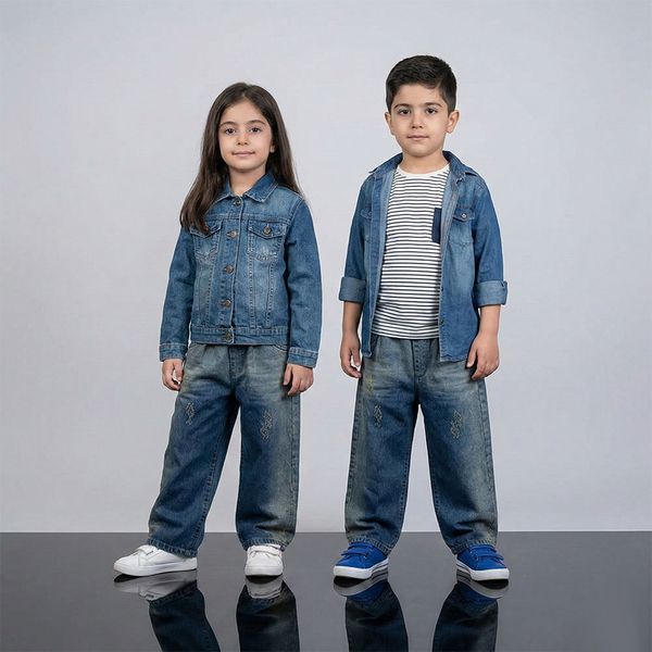 شلوار جین بگ بچه گانه آبی 2 تا 7 سال کد 11224