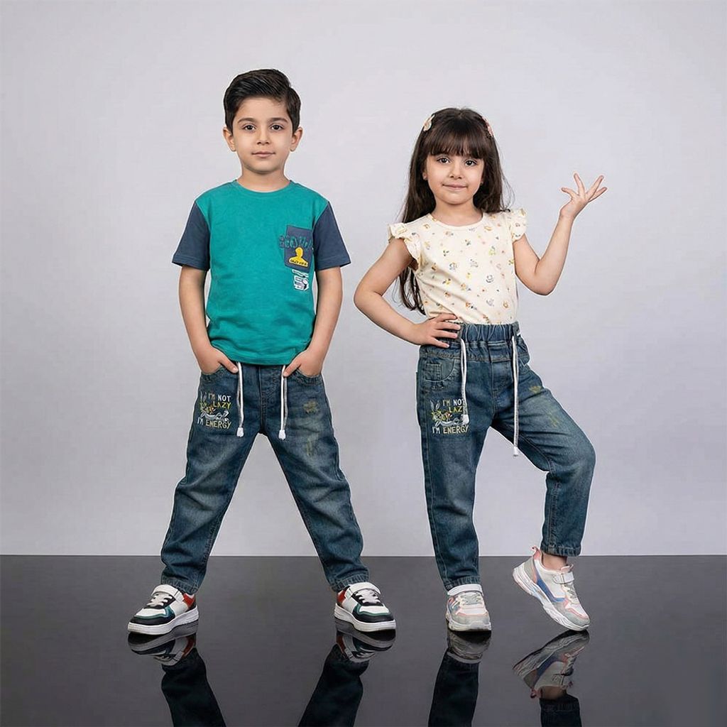 خرید اینترنتی قیمت شلوار جین مام بچه گانه خرگوش 2 تا 7 سال کد 11214
