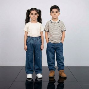 شلوار جین بگ بچه گانه آبی 2 تا 7 سال کد 11219