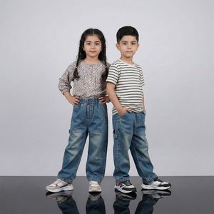خرید اینترنتی قیمت شلوار جین بگ آبی بچه گانه 2 تا 7 سال کد 11220