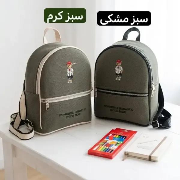 کوله پشتی بچگانه پارچه ای طرح کنف ابعاد 30 در 25 سانتیمتر