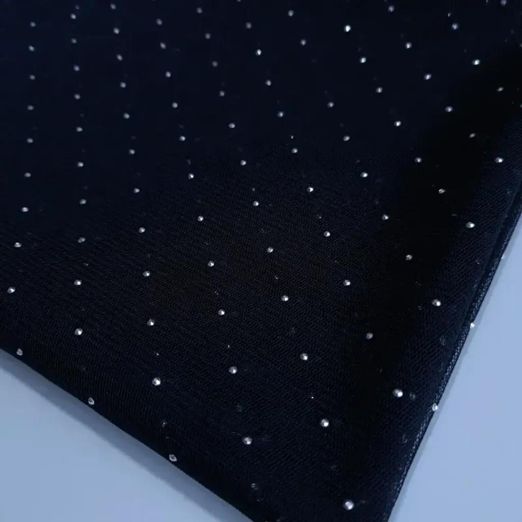 خرید اینترنتی قیمت شال مجلسی زنانه مشکی نگین دار توری دور دانتل سایز 170x50