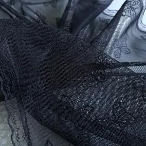 خرید اینترنتی قیمت شال تور پروانه ای مشکی حاشیه گیپور ابعاد 170 در 60 سانتی متر