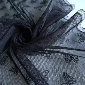 خرید اینترنتی قیمت شال تور پروانه ای مشکی حاشیه گیپور ابعاد 170 در 60 سانتی متر