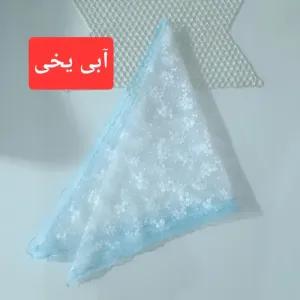 خرید اینترنتی قیمت مینی اسکارف مجلسی سفید سه گوش طرح گل شکوفه ای ابعاد 75 در 75 سانتیمتر جنس توری گیپور