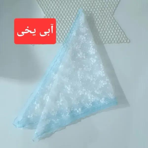 مینی اسکارف مجلسی سه گوش توری لبه گیپور ابعاد 75 در 75 سانتیمتر رنگبندی متنوع