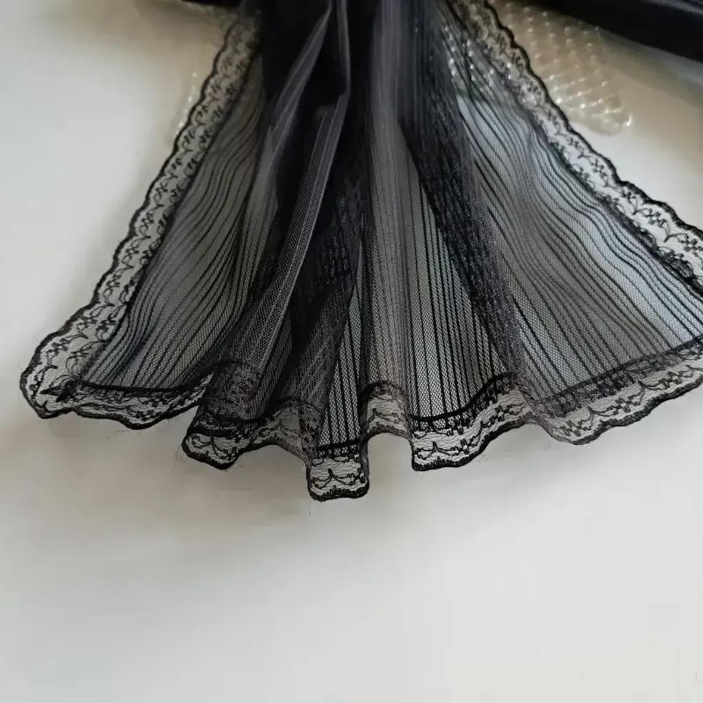 خرید اینترنتی قیمت شال مشکی تور دیپلمات زنانه حاشیه گیپور دوزی شده ابعاد 180x52