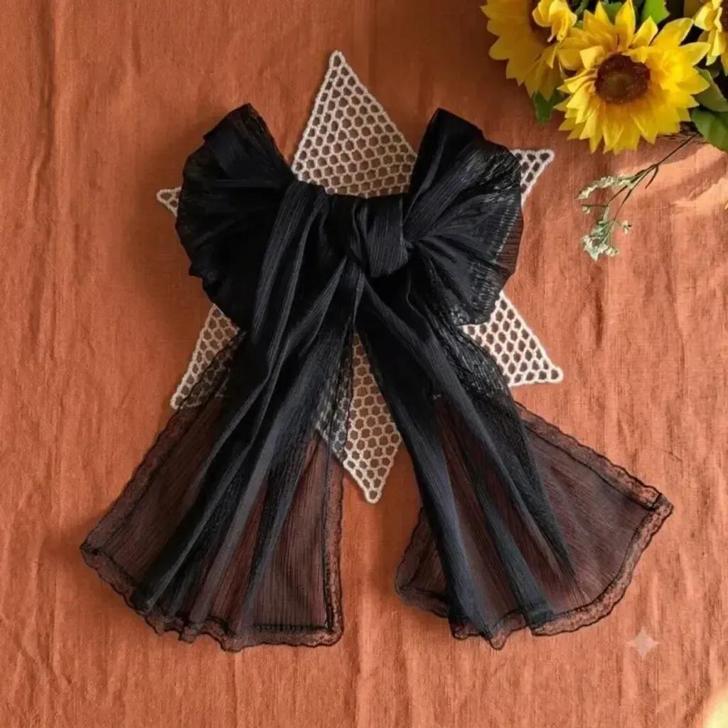 خرید اینترنتی قیمت شال مشکی تور دیپلمات زنانه حاشیه گیپور دوزی شده ابعاد 180x52