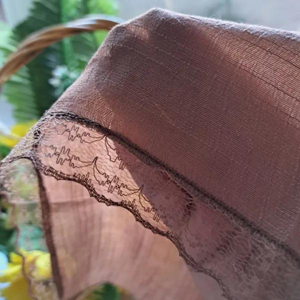 شال زنانه وال اسلپ مشکی سرمه ای نسکافه ای دور گیپور سایز 170 در 70 و 52 سانتی متر
