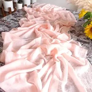 خرید اینترنتی قیمت شال نخی سوپر گیاهی 3 متری مشکی و سفید طرح ساده ابعاد 80 در 250 سانتی متر