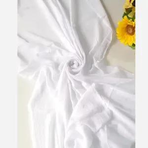 خرید اینترنتی قیمت شال نخی سوپر گیاهی 3 متری مشکی و سفید طرح ساده ابعاد 80 در 250 سانتی متر