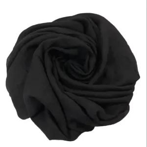 شال نخی سوپر گیاهی 3 متری مشکی و سفید طرح ساده ابعاد 80 در 250 سانتی متر