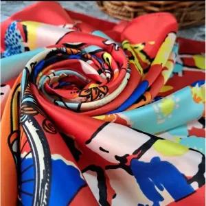 خرید اینترنتی قیمت مینی اسکارف ابریشم طرح باربی ابعاد 76 در 76 رنگی
