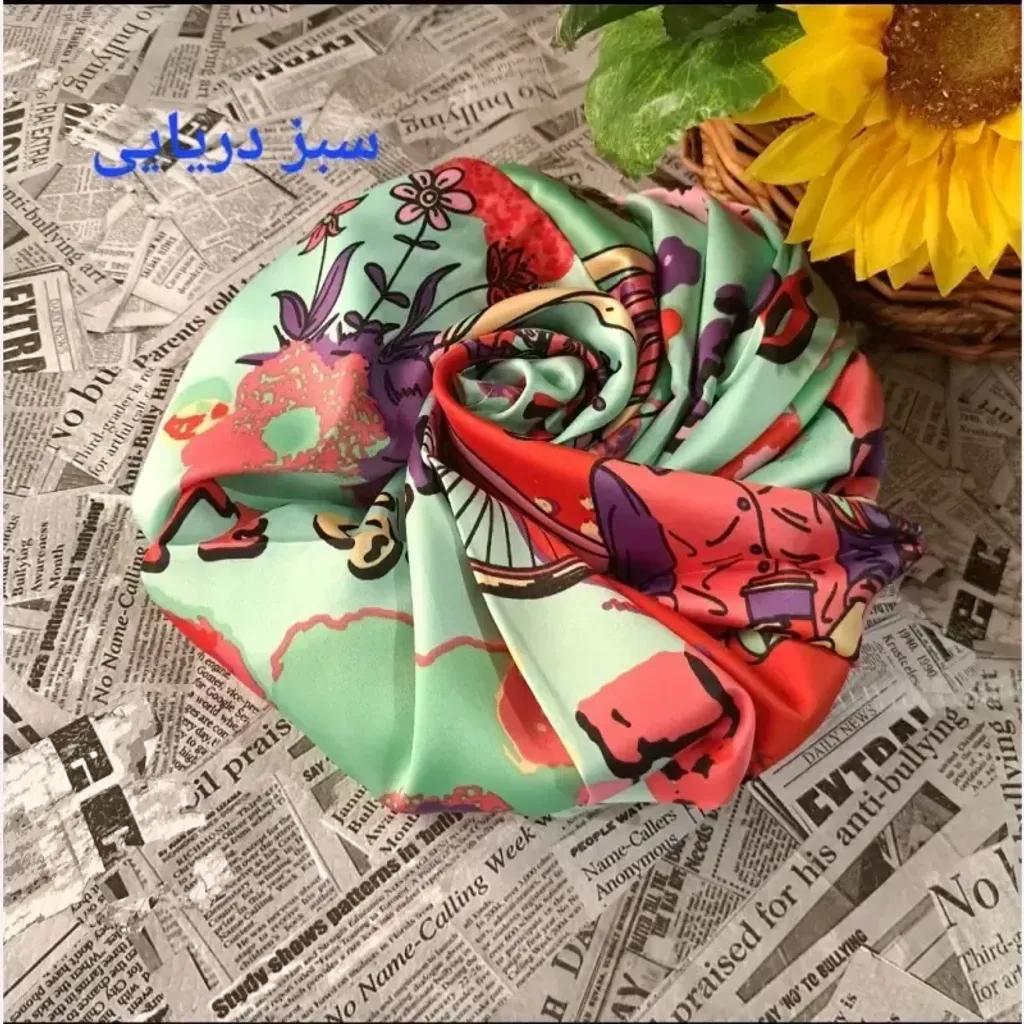 خرید اینترنتی قیمت مینی اسکارف ابریشم طرح باربی ابعاد 76 در 76 رنگی