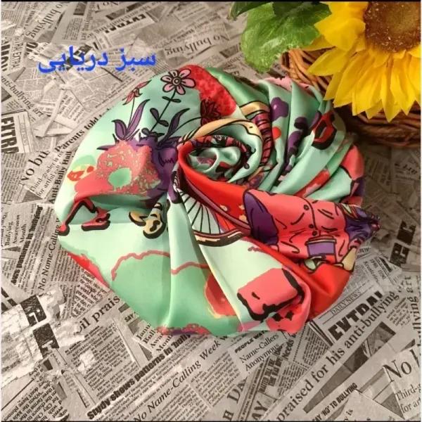 مینی اسکارف ابریشم طرح باربی ابعاد 76 در 76 رنگی