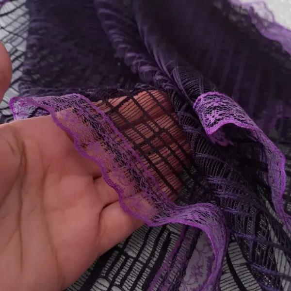 مینی اسکارف گیپور بنفش تیره ابعاد 70 در 70 سانتیمتر مجلسی
