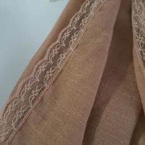 خرید اینترنتی قیمت شال زنانه نخ بهاره دور گیپور نسکافه ای ابعاد 170 در 53 سانتیمتر