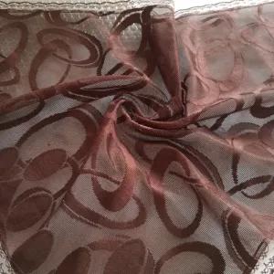 خرید اینترنتی قیمت مینی اسکارف زنانه سه گوش طرح حلقه رنگ قهوه ای قواره 70 در 70 توری درجه یک