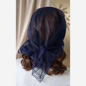 خرید اینترنتی قیمت مینی اسکارف مجلسی تور مشکی زنانه ابعاد 70 در 100