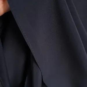خرید اینترنتی قیمت شومیز زنانه کرپ سرمه ای آستین بلند سایز 1 و 2
