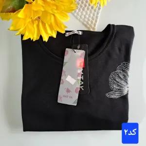 خرید اینترنتی قیمت بلوز زنانه نخی آستین بلند رنگ مشکی