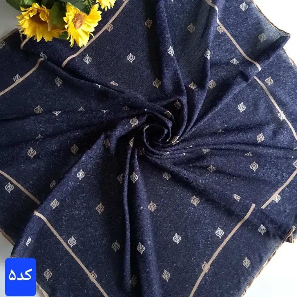 خرید اینترنتی قیمت روسری نخی کشمیر قواره 140 مدل برگ دور دست دوز