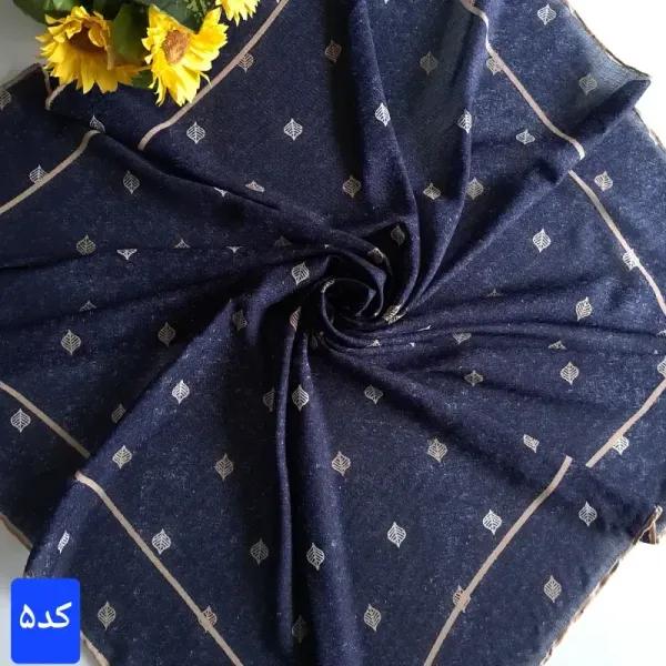 روسری نخی کشمیر قواره 140 مدل برگ دور دست دوز