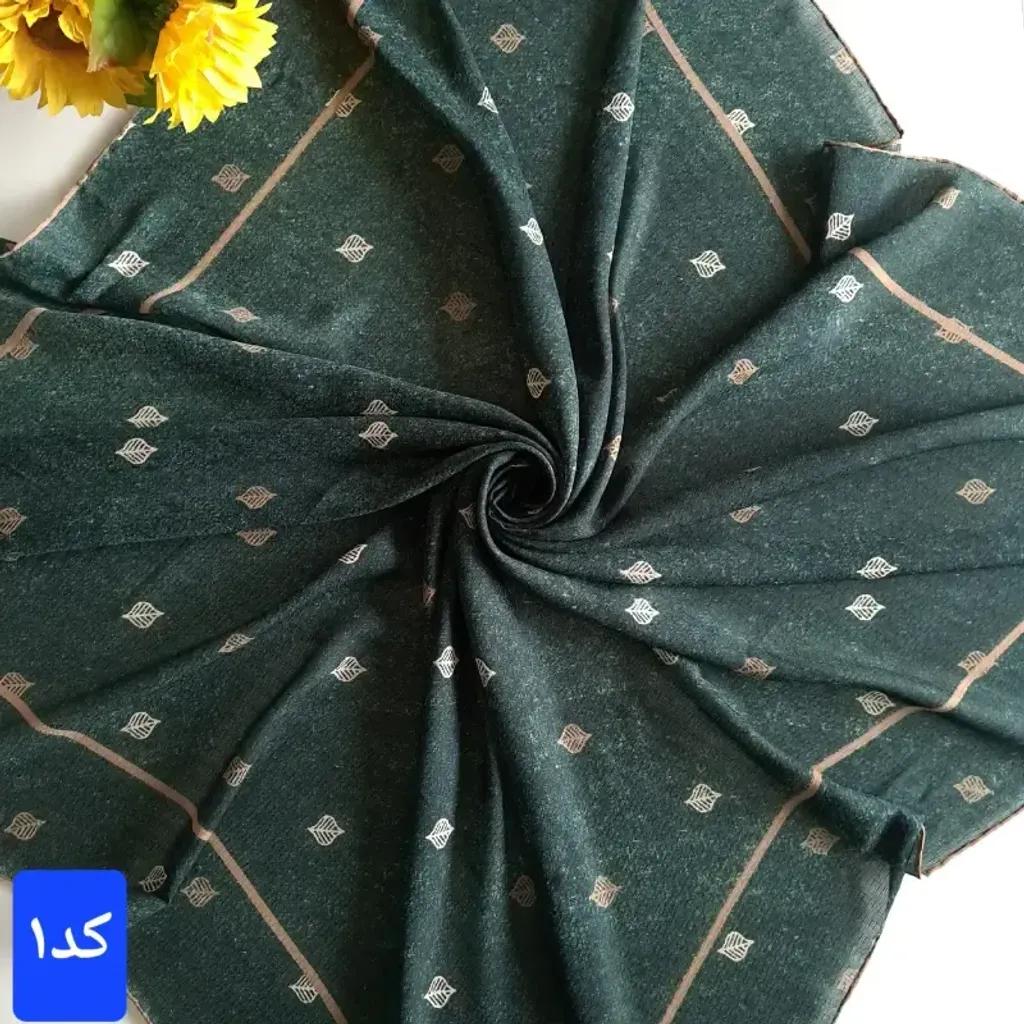 خرید اینترنتی قیمت روسری نخی کشمیر قواره 140 مدل برگ دور دست دوز
