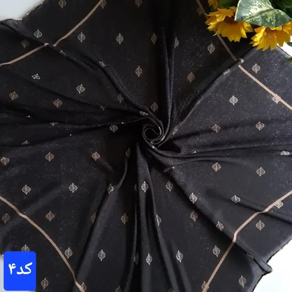 خرید اینترنتی قیمت روسری نخی کشمیر قواره 140 مدل برگ دور دست دوز