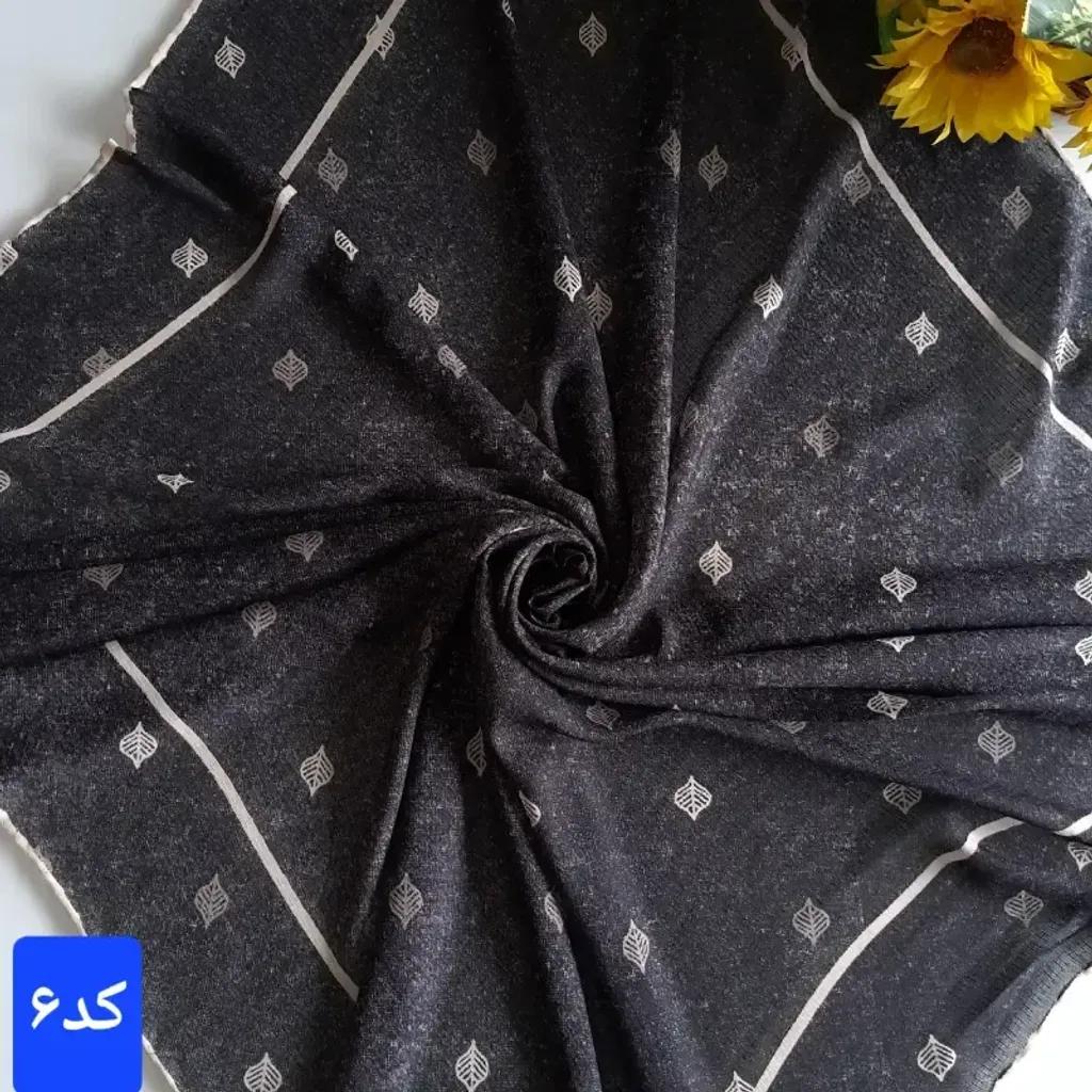 خرید اینترنتی قیمت روسری نخی کشمیر قواره 140 مدل برگ دور دست دوز