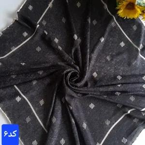 خرید اینترنتی قیمت روسری نخی کشمیر قواره 140 مدل برگ دور دست دوز