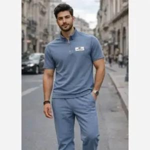 خرید اینترنتی قیمت ست تیشرت شلوار نیم زیپ بیسکویتی کنف دوزی DIESEL