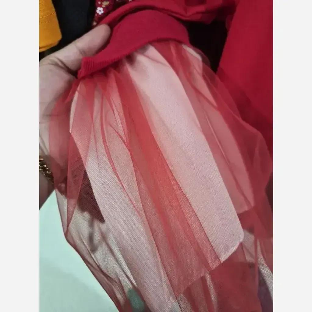 خرید اینترنتی قیمت سارافون دخترانه دورس دو نخ و تور یلدا و مهمانی سایز 40 تا 55 سبز و قرمز