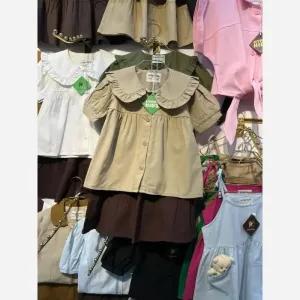 خرید اینترنتی قیمت شومیز دامن لینن دخترانه دو تکه سایز 2 تا 12 سال