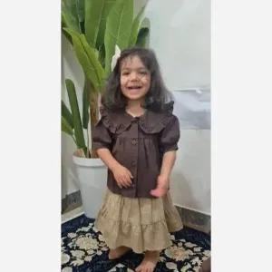 خرید اینترنتی قیمت شومیز دامن لینن دخترانه دو تکه سایز 2 تا 12 سال