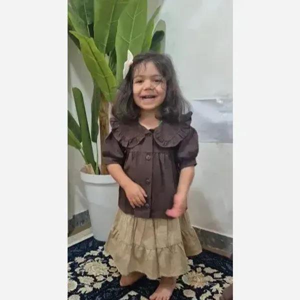 شومیز دامن لینن دخترانه دو تکه سایز 2 تا 12 سال