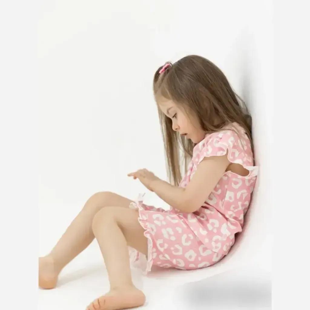 خرید اینترنتی قیمت ست راحتی دخترانه تیشرت و شلوارک طرح خرگوش و پلنگی پنبه کبریتی