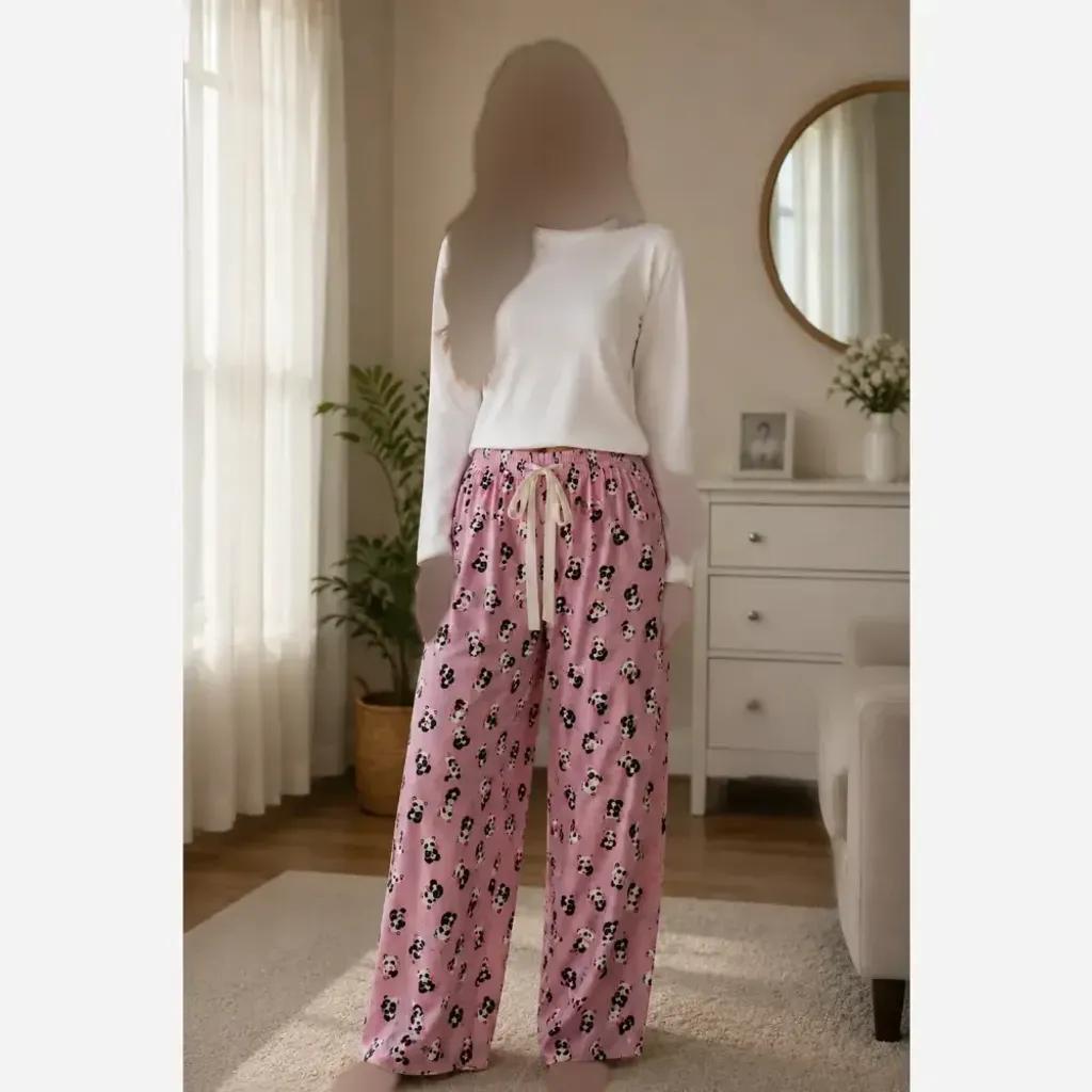 خرید اینترنتی قیمت شلوار بگ زنانه نخی موسلین وارداتی نگین دار کمر کشی سایز 38 تا 52