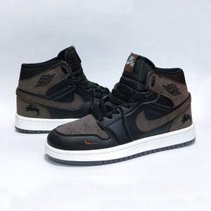 خرید آنلاین کتانی ترند جردن وان استاسی ساقدار رنگ جذاب مشکی قهوه ای Nike Jordan Stussy