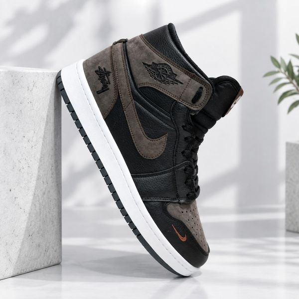 کتانی ترند جردن وان استاسی ساقدار رنگ جذاب مشکی قهوه ای Nike Jordan Stussy